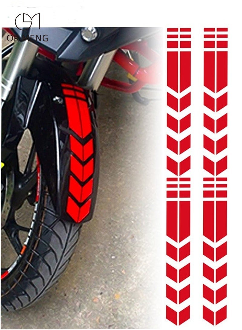 OR MENG 4 Pcs Motorcycle Decorative Sticker, Front Fender Arrow Sticker Decoration Warning Reflective Tape Accessories Universal Motorcycle Decals Graphics (Red) - Image 1